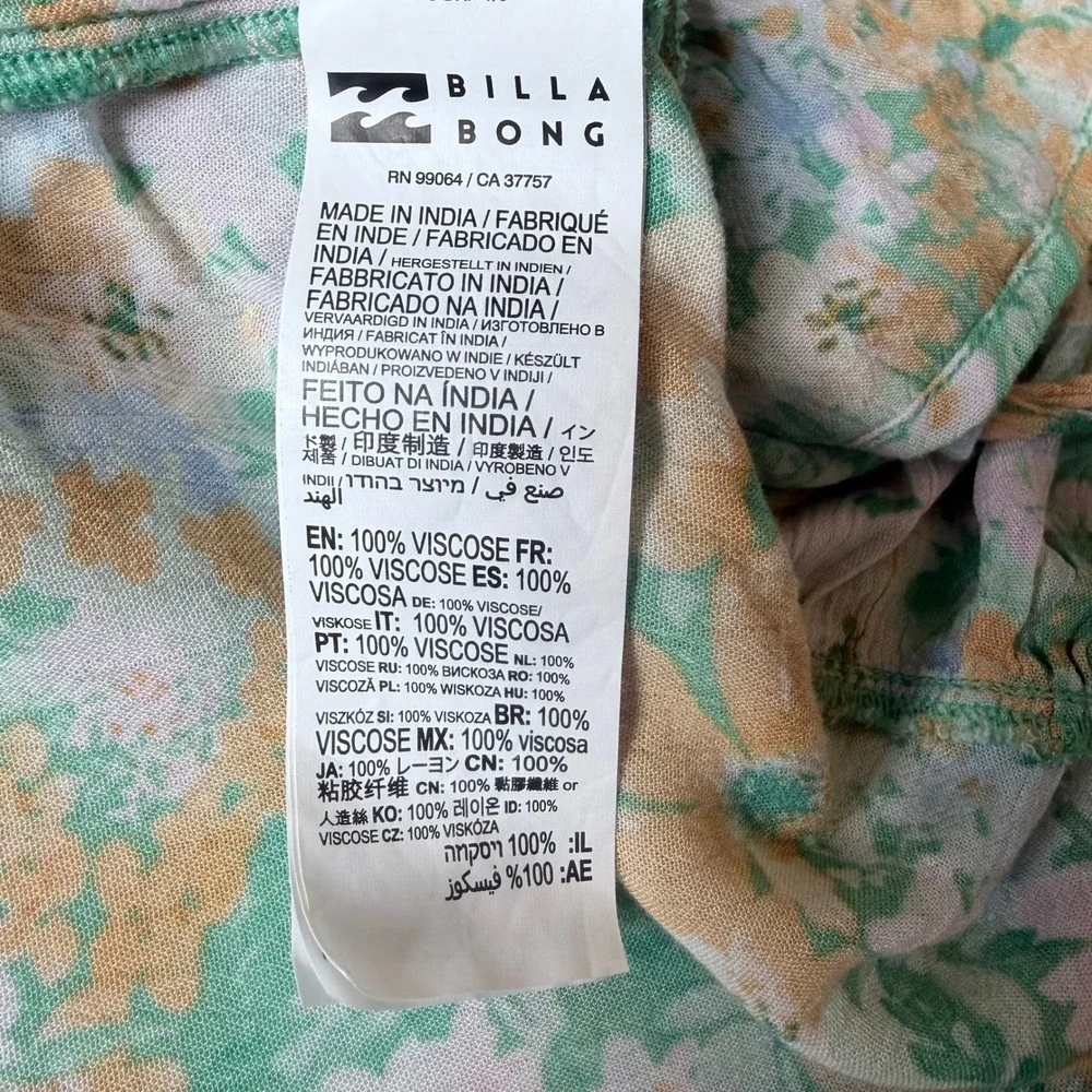 Billabong Floral Wrap Dress Ruffle Sleeve Summer Resort Womens Size Large - Picture 8 of 8